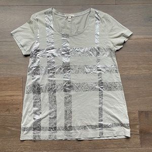 Burberry Brit ‘Painted’ Short Sleeve T-shirt 100% Cotton Taupe Size Medium